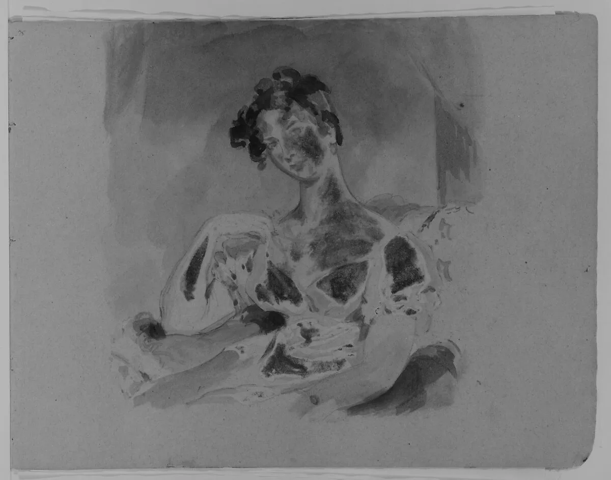 Half-length Portrait of a Woman Seated Before a Window (after Lawrence?) (from Sketchbook) — Thomas Sully