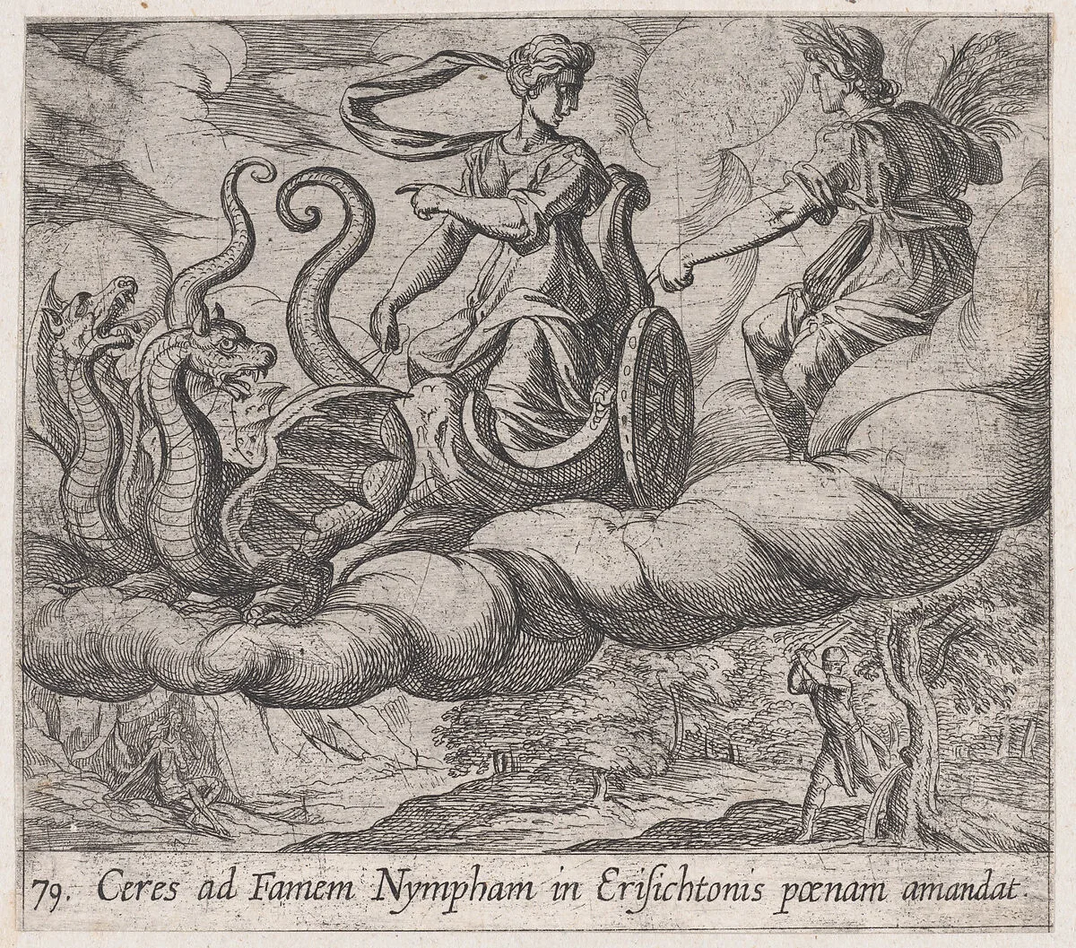Plate 79: Ceres Ordering Erysichthon's Punishment (Ceres ad Famem Mypham in Erisichtonis paenam amandat), from Ovid's 'Metamorphoses' — Antonio Tempesta