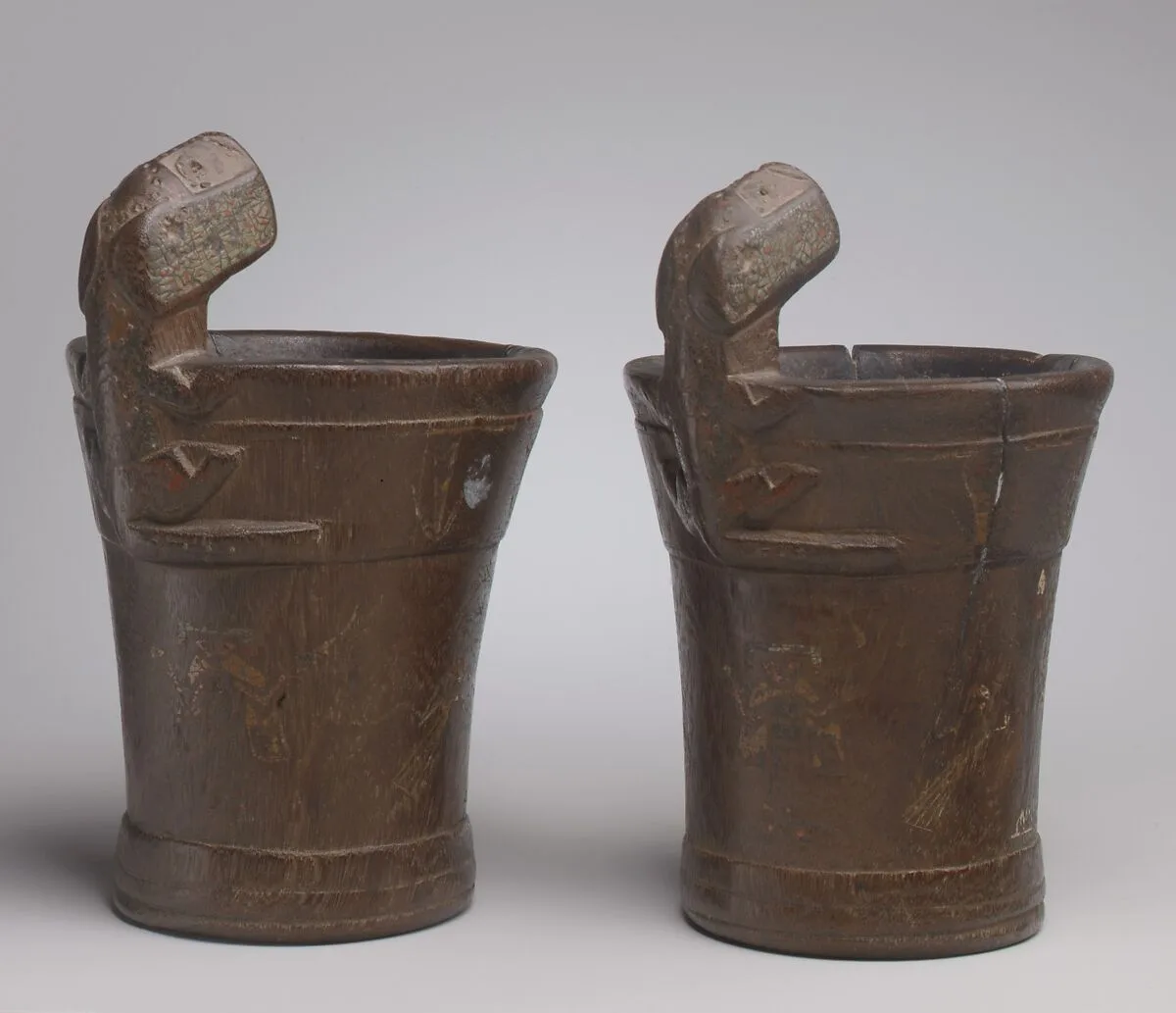 Pair of Keros with Carved Feline Handles — Unknown