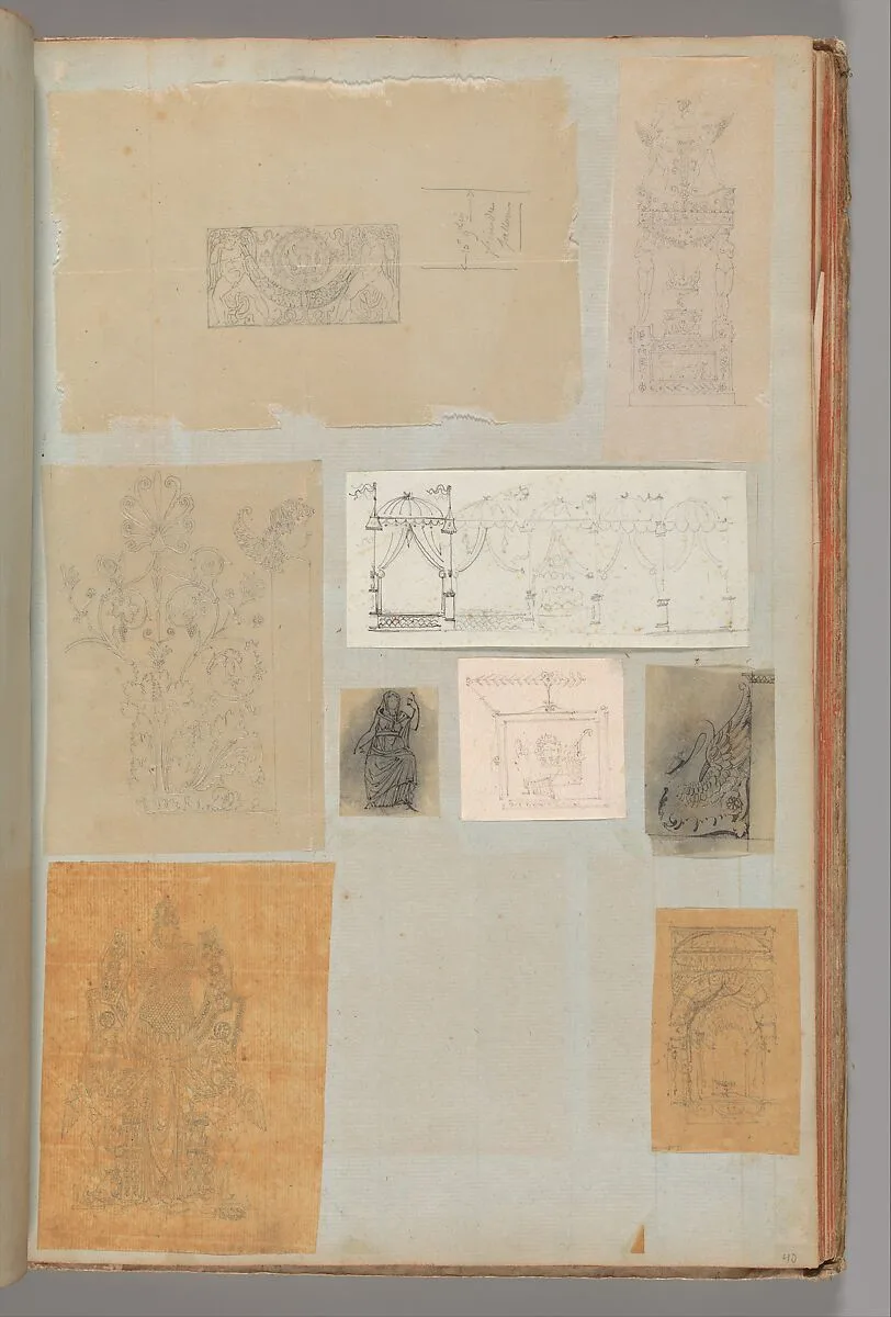 Page from a Scrapbook containing Drawings and Several Prints of Architecture, Interiors, Furniture and Other Objects — Charles Percier|Pierre François Léonard Fontaine