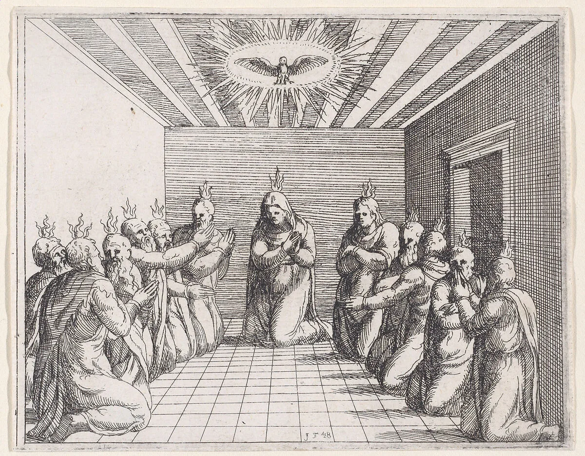 Pentecost, from Old and New Testaments — Augustin Hirschvogel