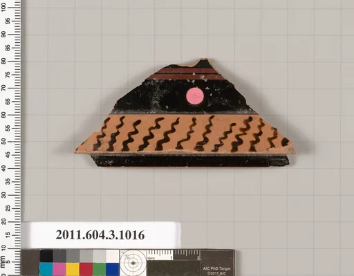 Terracotta fragment of a lekanis (covered dish)