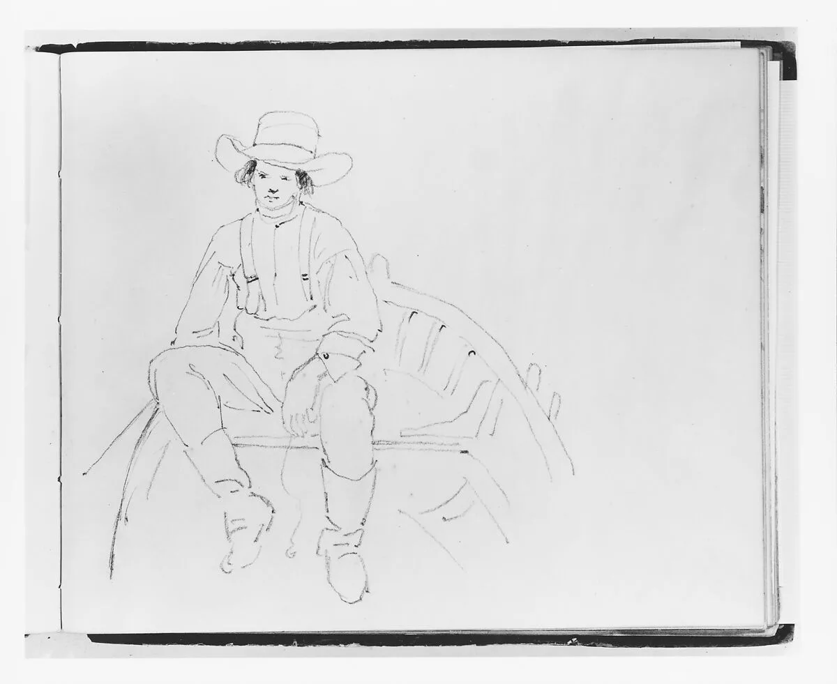 Man Seated in a Rowboat (from Sketchbook) — Francis William Edmonds