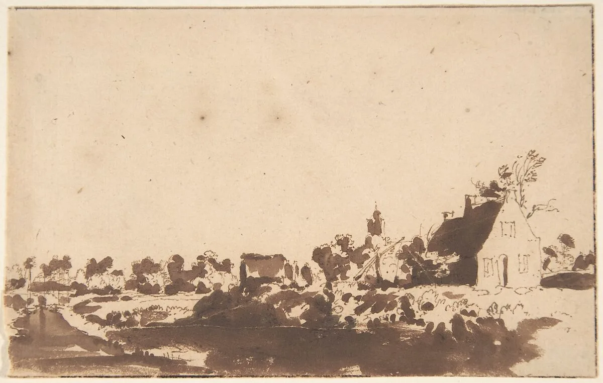 View of a Village ("Wasschout"?) — Jan de Bisschop