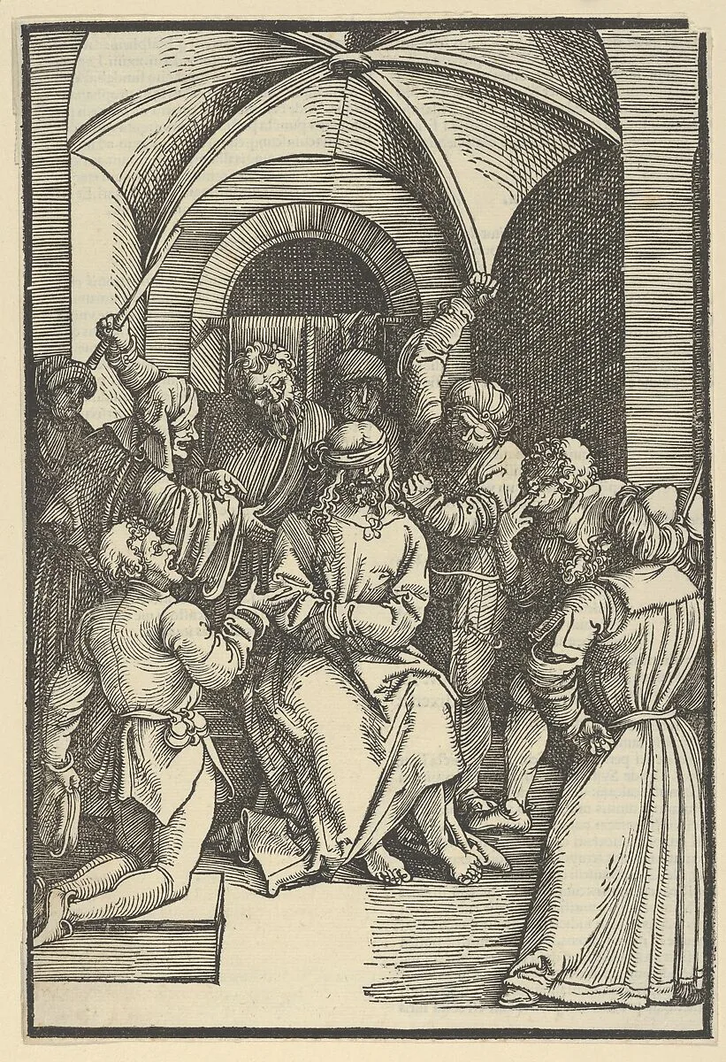 The Mocking of Christ, from Speculum passionis domini nostri Ihesu Christi — Hans Schäufelein|Ulrich Pinder|Friedrich Peypus