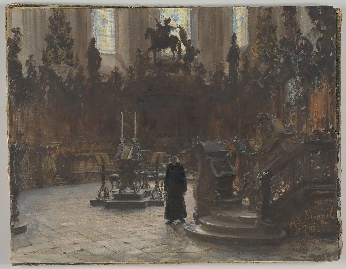 The Choirstalls in the Mainz Cathedral — Adolph Menzel
