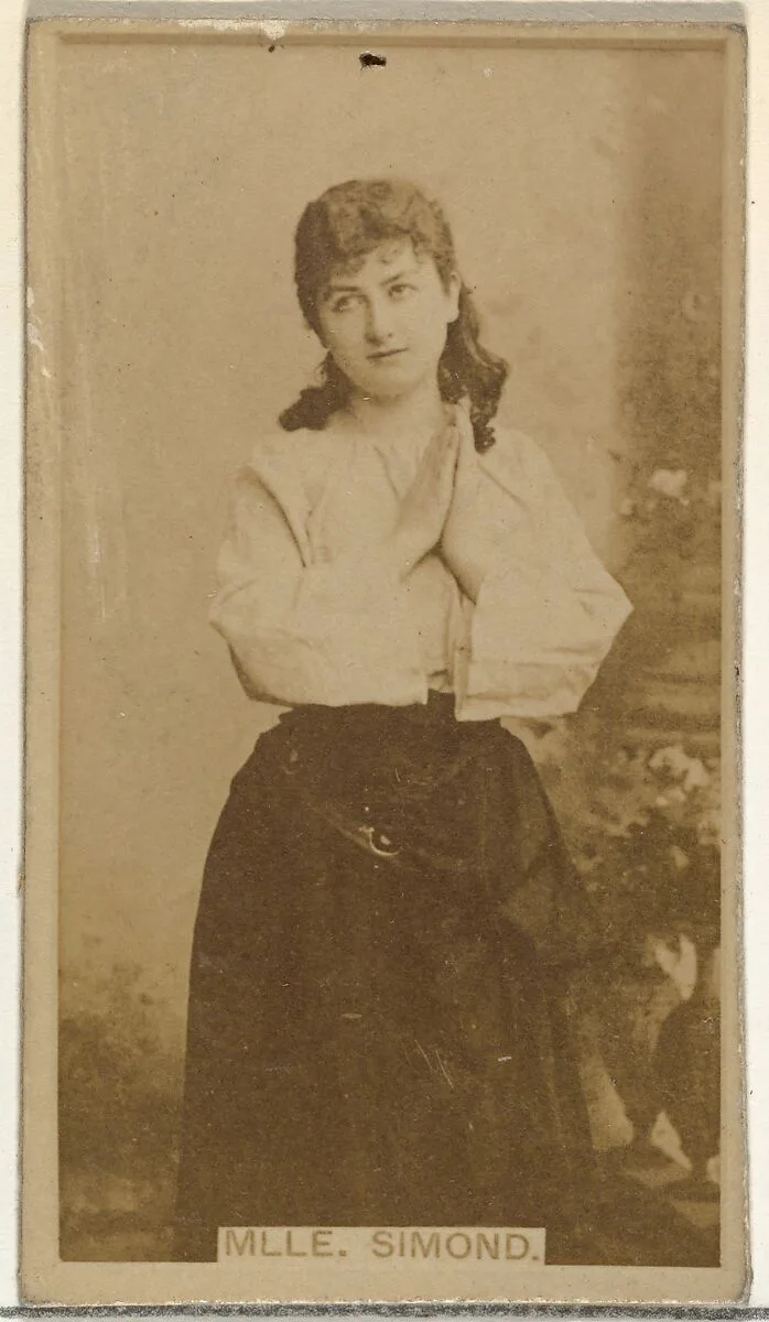 Mlle. Simond, from the Actors and Actresses series (N145-8) issued by Duke Sons & Co. to promote Duke Cigarettes — American Tobacco Company|W. Duke, Sons & Co.