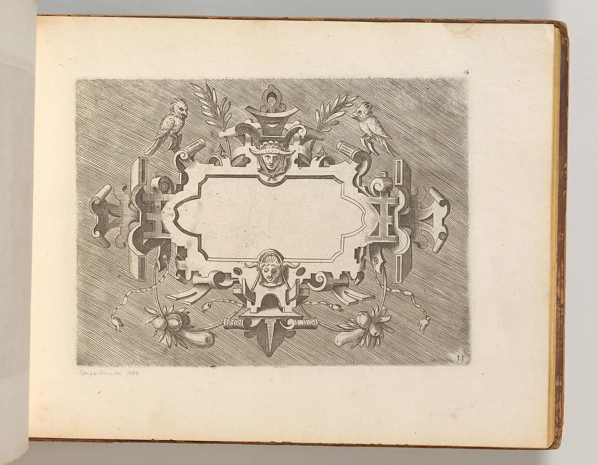 Targhe ed altri ornati di varie e capricciose invenzioni (Cartouches and other ornaments of various and capricious invention, page 13) — Carlo Losi|Hans Vredeman de Vries
