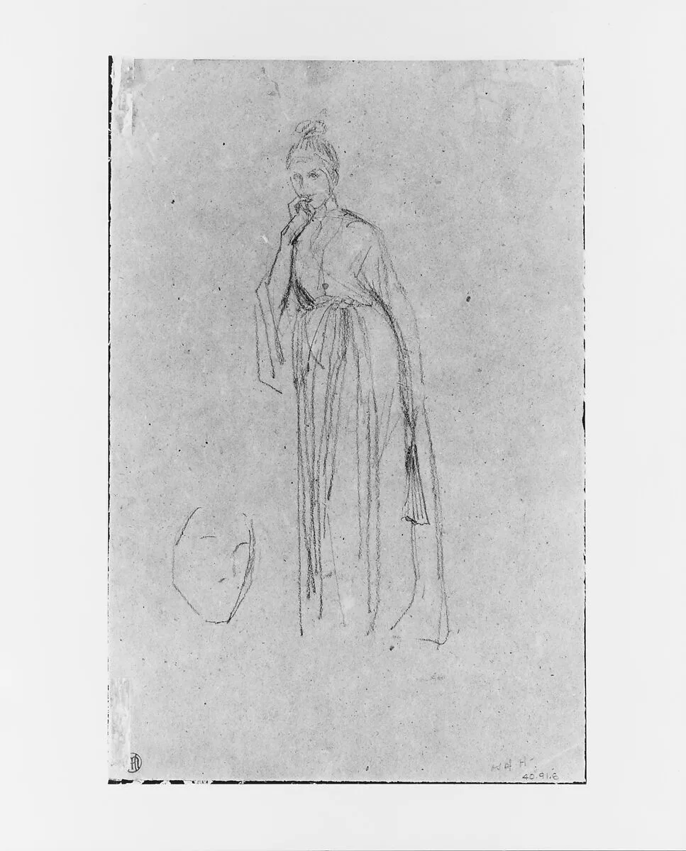 Woman with a Fan; Sketch of a Head — James McNeill Whistler