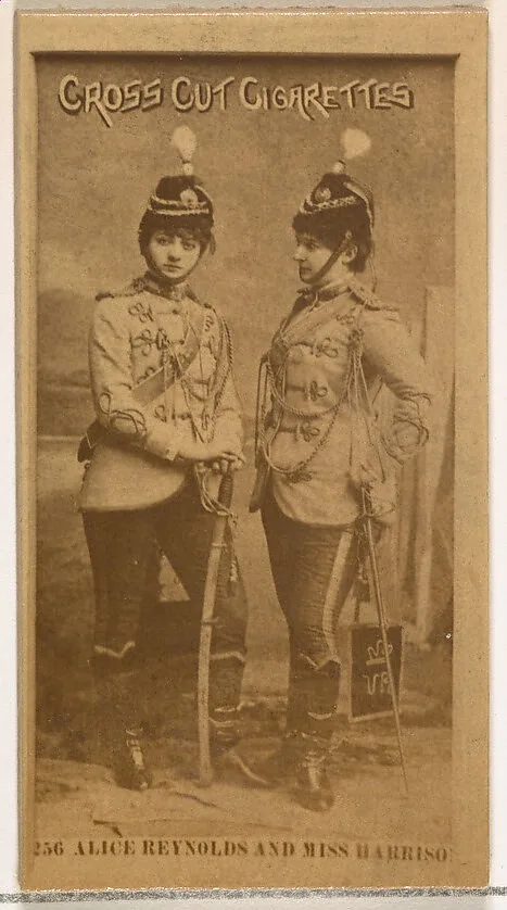 Card Number 256, Alice Reynolds and Miss Harrison, from the Actors and Actresses series (N145-2) issued by Duke Sons & Co. to promote Cross Cut Cigarettes — W. Duke, Sons & Co.