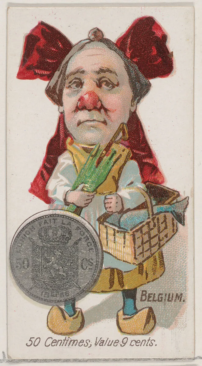 Caricatured Belgian, 50 Centimes, from the series Coins of All Nations (N72, variation 1) for Duke brand cigarettes — W. Duke, Sons & Co.