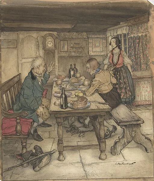 The Farmer's Supper, Illustration to "Little Claus and Big Claus" — Arthur Rackham|Hans Christian Andersen