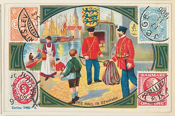 The Mail in Denmark, bakery card from the Stamps and Mail Carriers of All Nations series (D73), issued by the Rochester Baking Company — Rochester Baking Company
