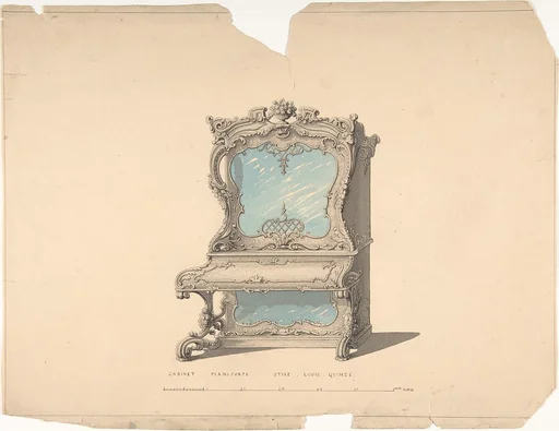 Design for Cabinet Pianoforte, Louis Quinze Style