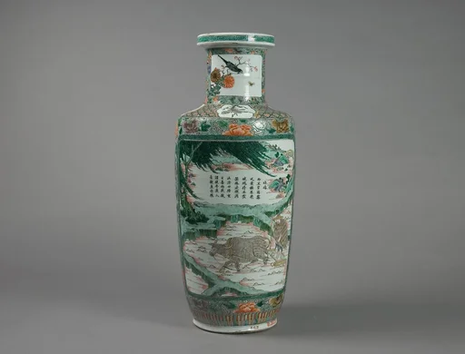 清康熙    景德鎮窯耕織圖瓶|Vase with scenes and poems from Farming and Weaving
