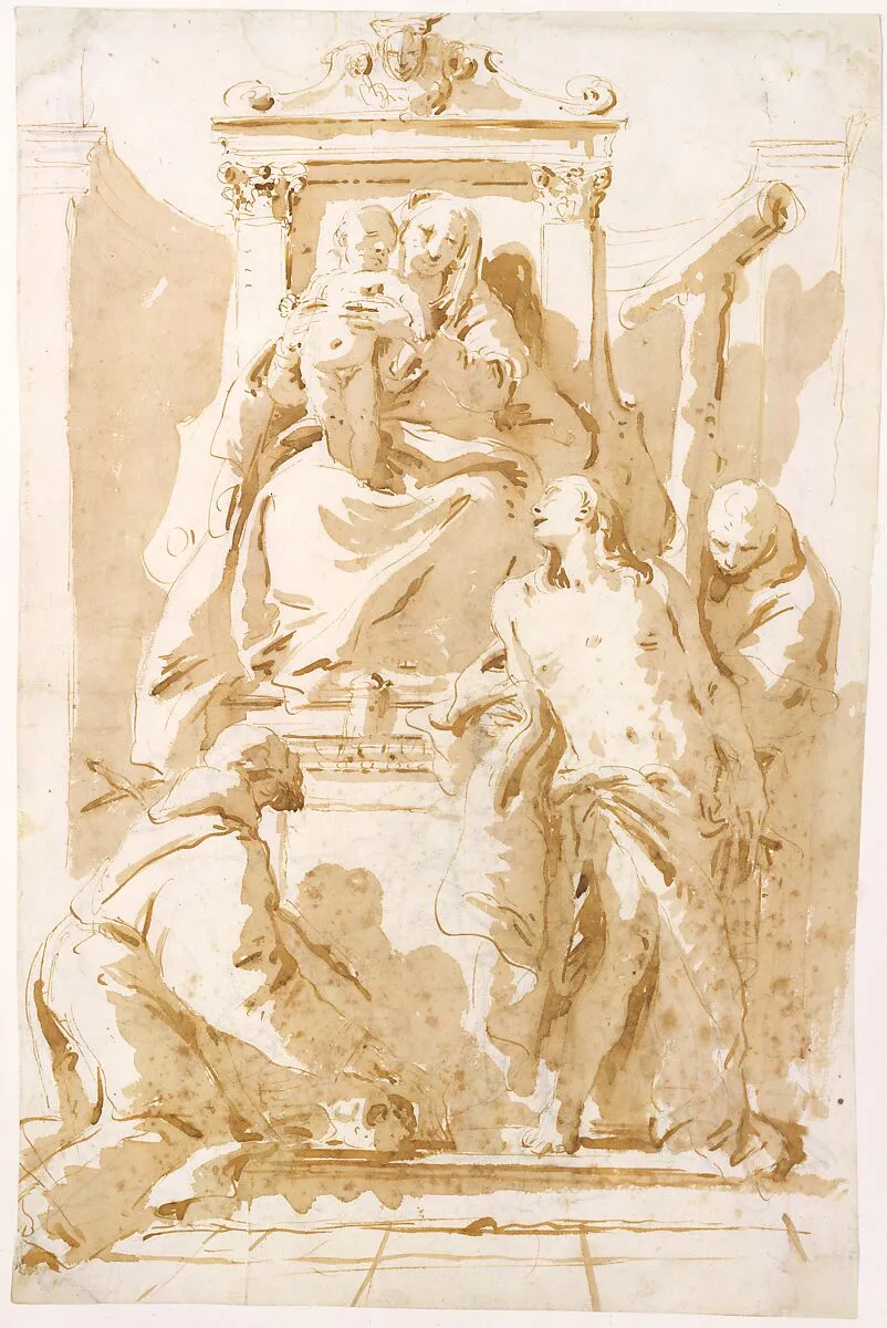 Virgin and Child with Saint John of the Cross (?), Saint Sebastian, and Saint Peter of Alcantara — Giovanni Battista Tiepolo