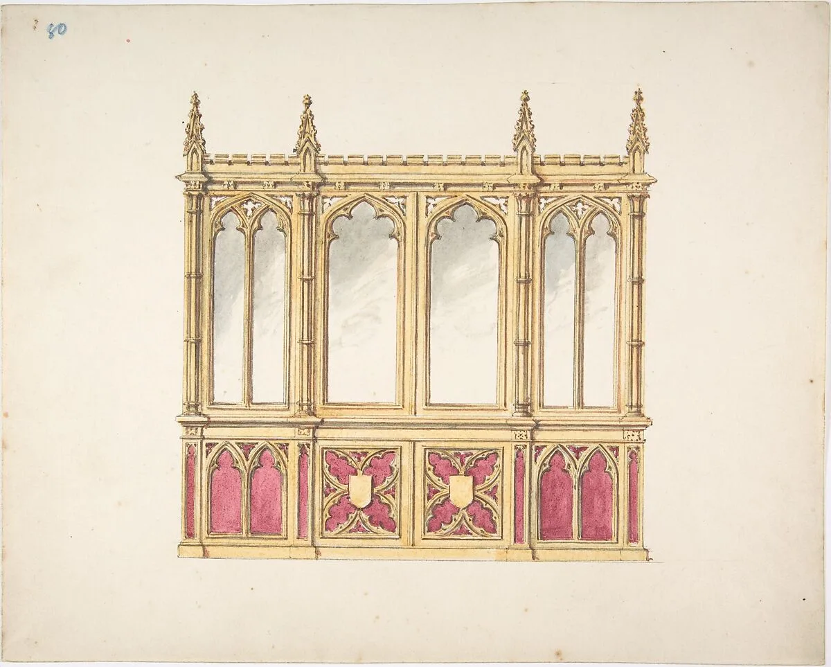 Design for Gothic Tracery and Paneling — Anonymous, British, 19th century