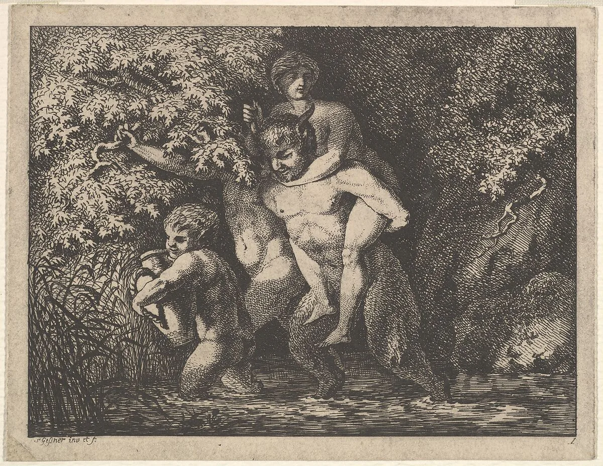 Satyr family, on the move — Salomon Gessner