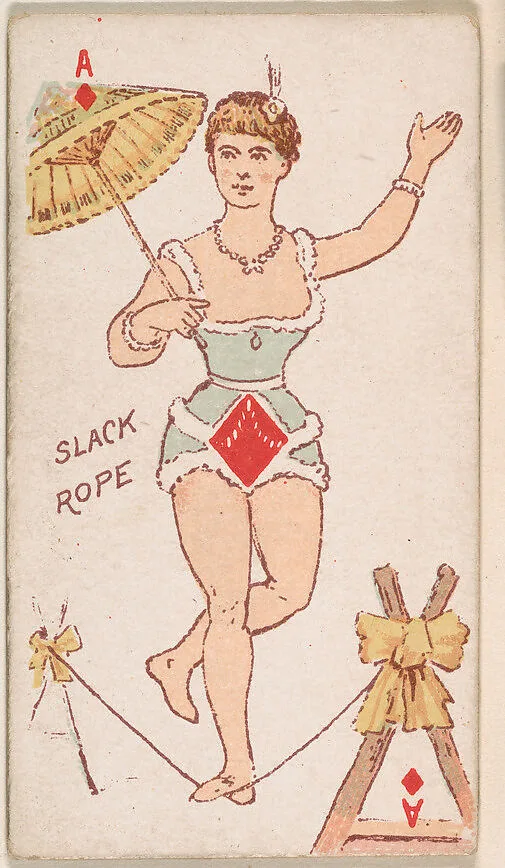 Ace of Diamonds, Slack Rope, from Harlequin Cards, 2nd Series (N220) issued by Kinney Bros. — Kinney Brothers Tobacco Company