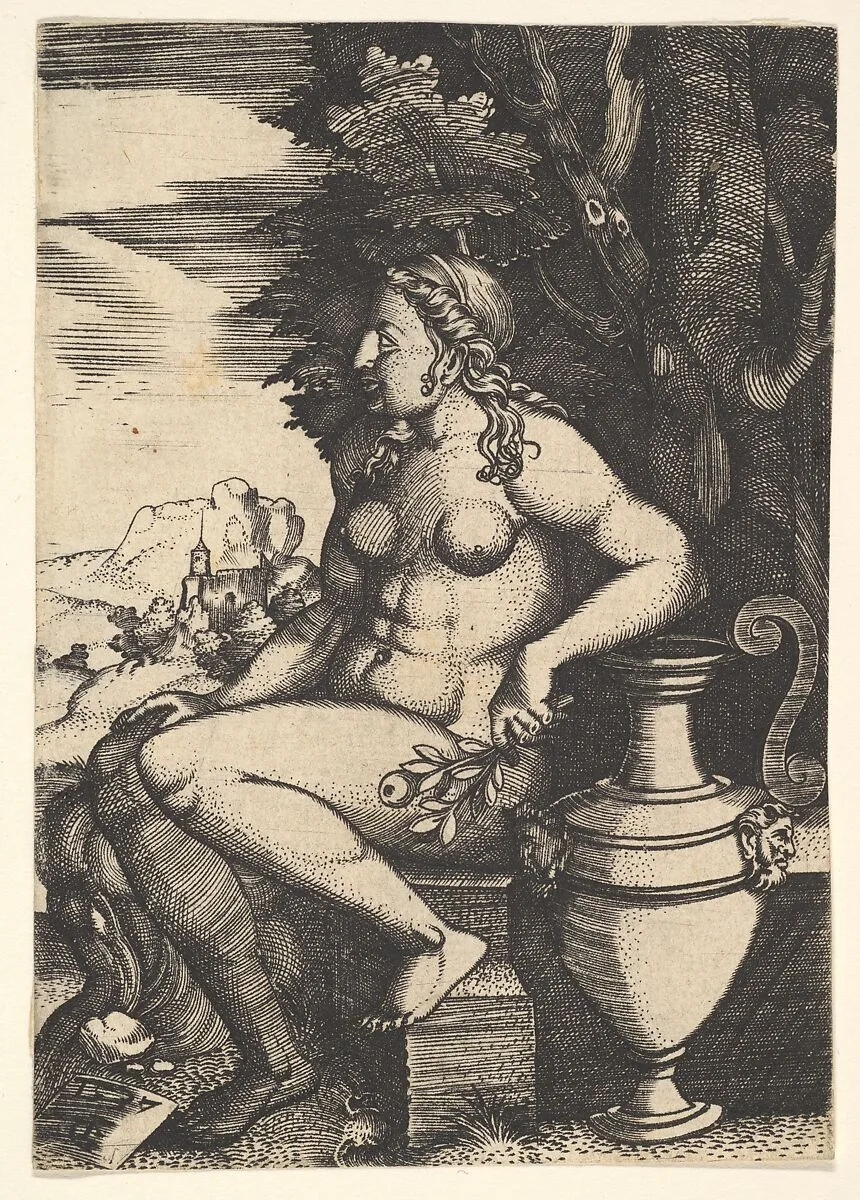 Seated nude next to a vase — Master FG