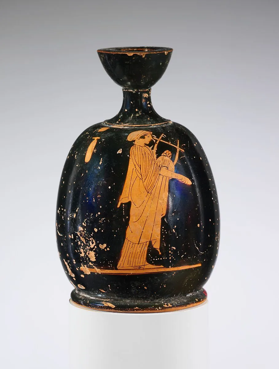 Terracotta squat lekythos (oil flask) — Unknown