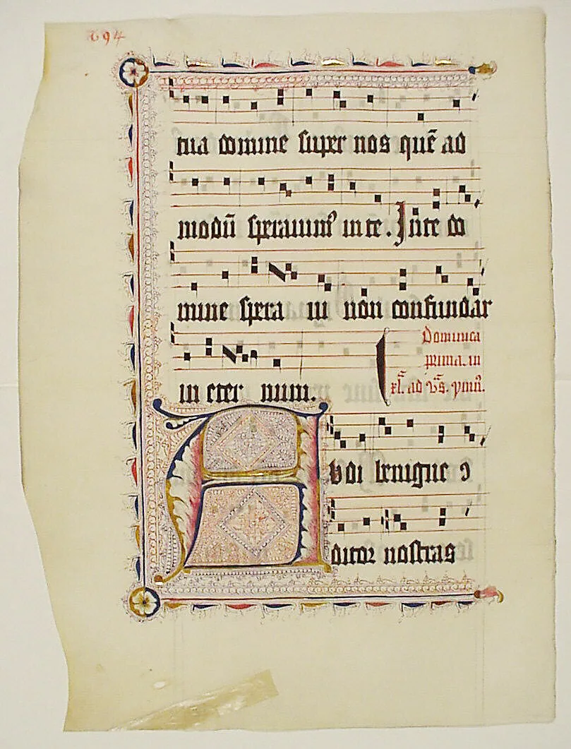 Manuscript Leaf with Initial A, from an Antiphonary — Unknown