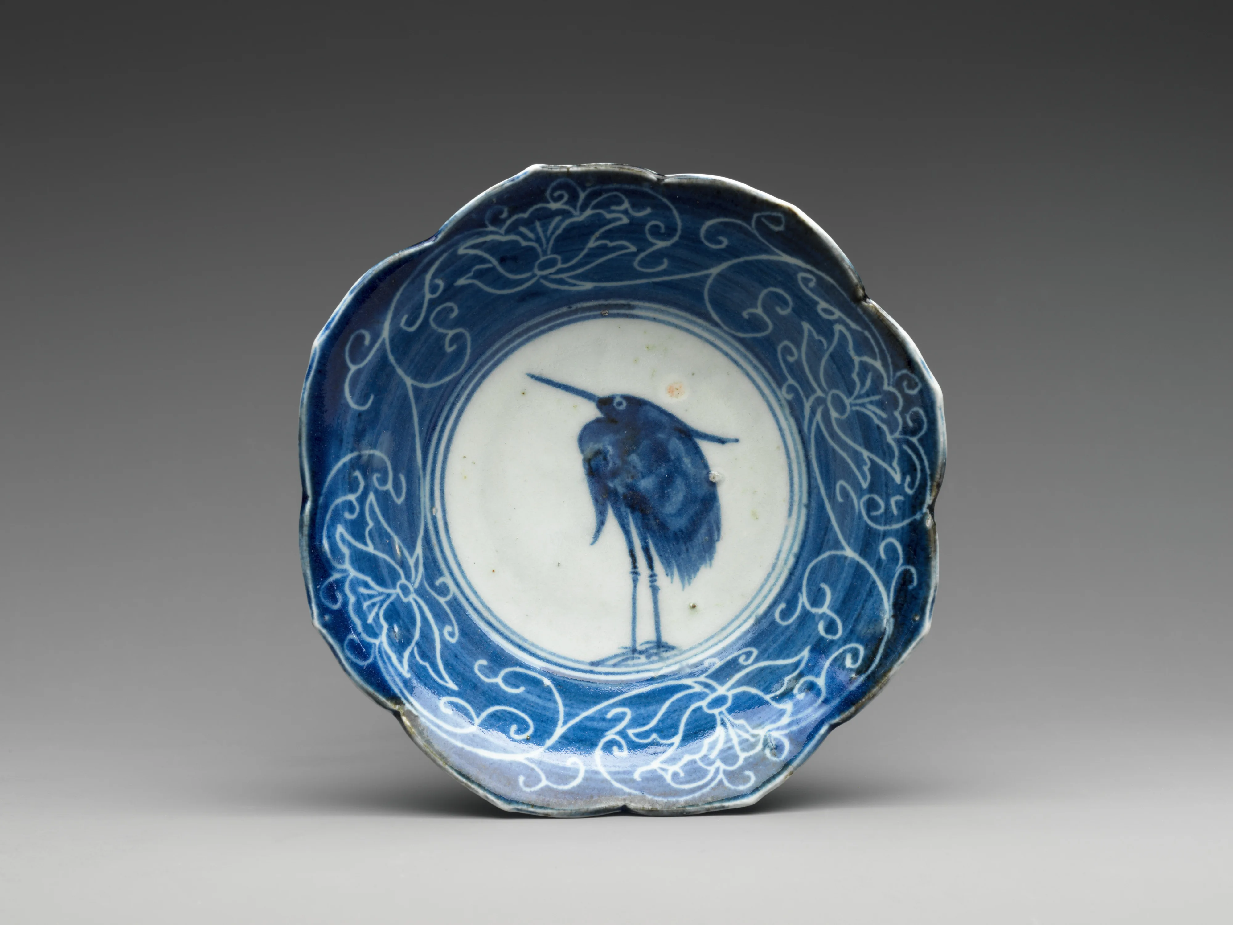 染付白鷺文鉢|Deep Dish with Egret (from a set of ten) — Unknown