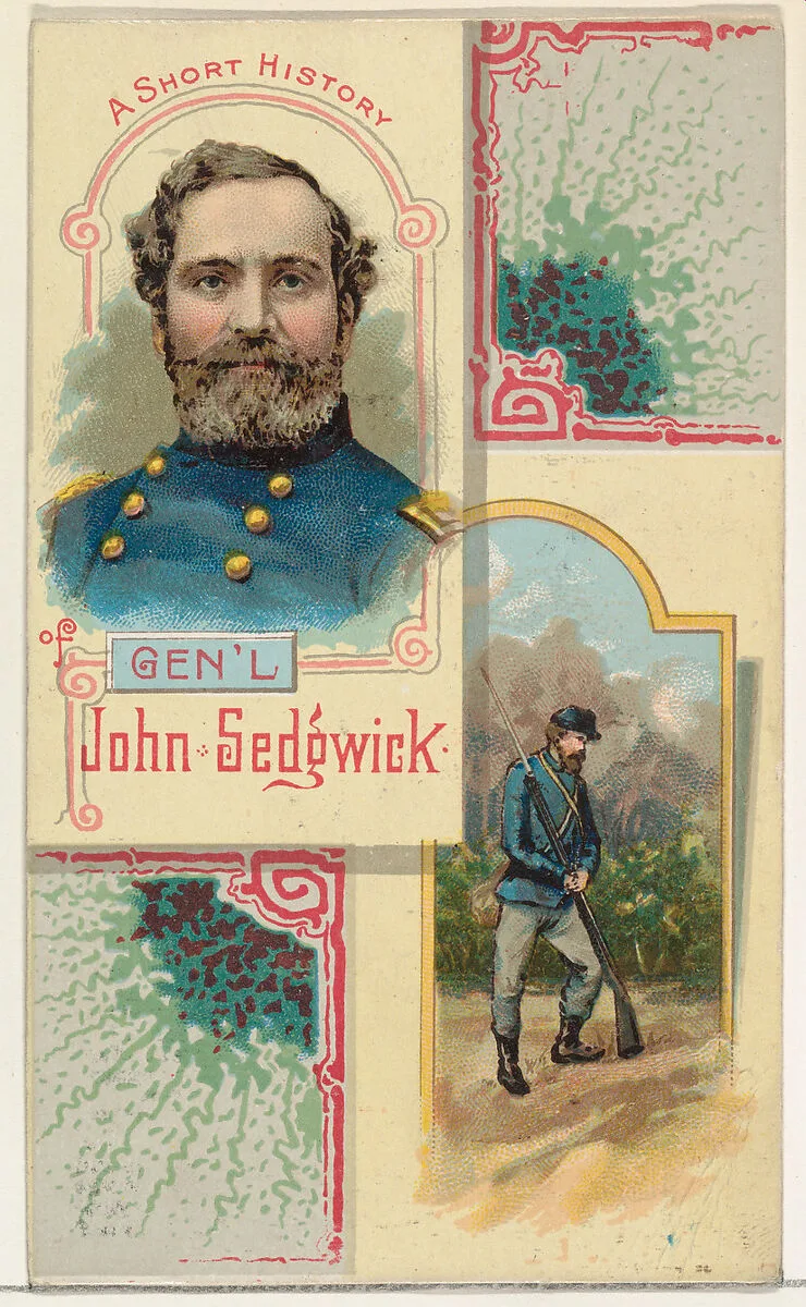 A Short History: General John Sedgwick, from the Histories of Generals series (N114) issued by W. Duke, Sons & Co. to promote Honest Long Cut Smoking and Chewing Tobacco — W. Duke, Sons & Co.|Knapp & Company