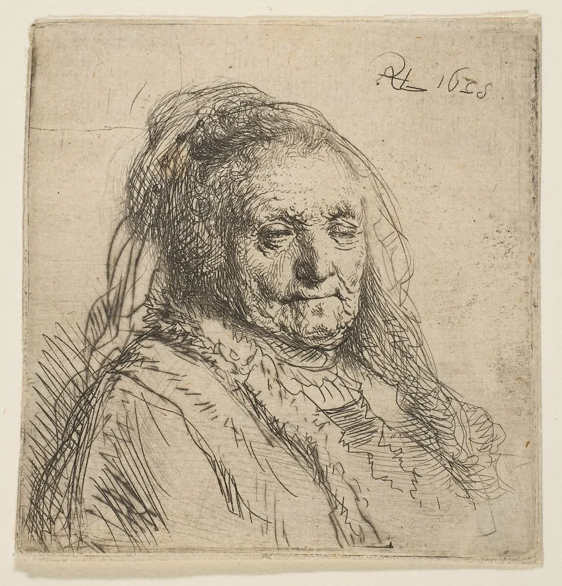 The Artist's Mother: Head and Bust, Three-Quarters Right — Rembrandt (Rembrandt van Rijn)