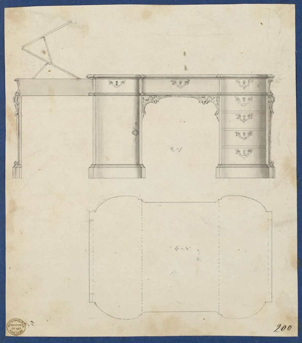 Writing Table, from Chippendale Drawings, Vol. II — Thomas Chippendale