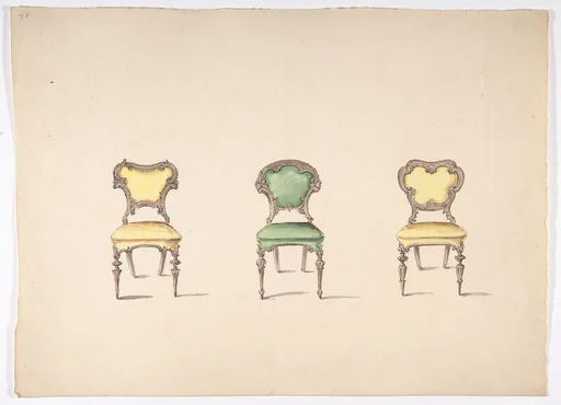 Design for Three Chairs Upholstered in Green and Yellow