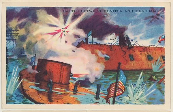 Battle Between Monitor and Merrimac, bakery card from the Frontiers of Freedom series (D39-4), issued by the Gordon Bread Company — Gordon Bread Company