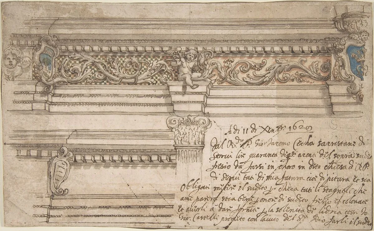 Design for Painted Corner and Frieze of the Choir in the Church of the Servi in Bologna — Giovanni Andrea Castelli