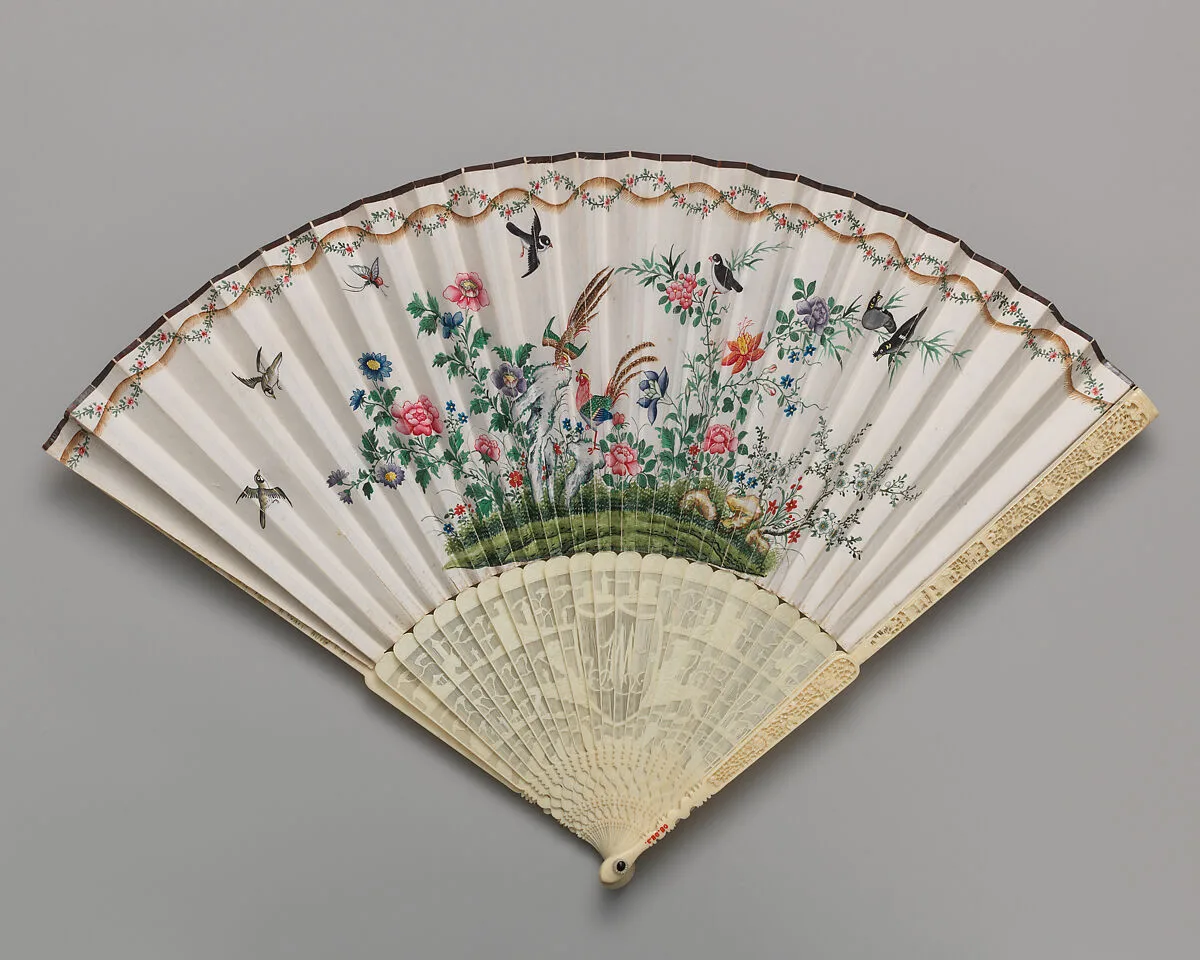 Folding Fan with Representation of Birds and Flowers — Unknown
