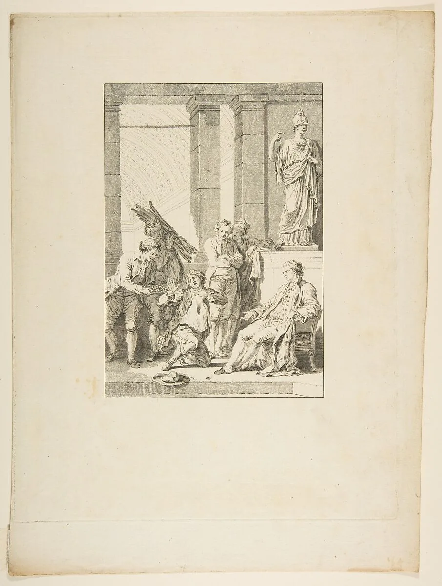 Le Paysan qui avait offense son Seigneur, from "Contes et nouvelles en vers par Jean de La Fontaine. A Paris, de l'imprimerie de P. Didot, l'an III de la République, 1795" — Jean de La Fontaine|Jean Honoré Fragonard|Pierre Didot l'ainé|Charles Louis Lingée