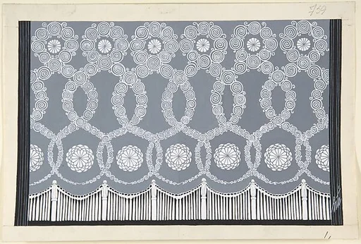 Design for Grey and White Tasseled Curtain (Premier Voile) for "Les Mariages," George White's Scandals