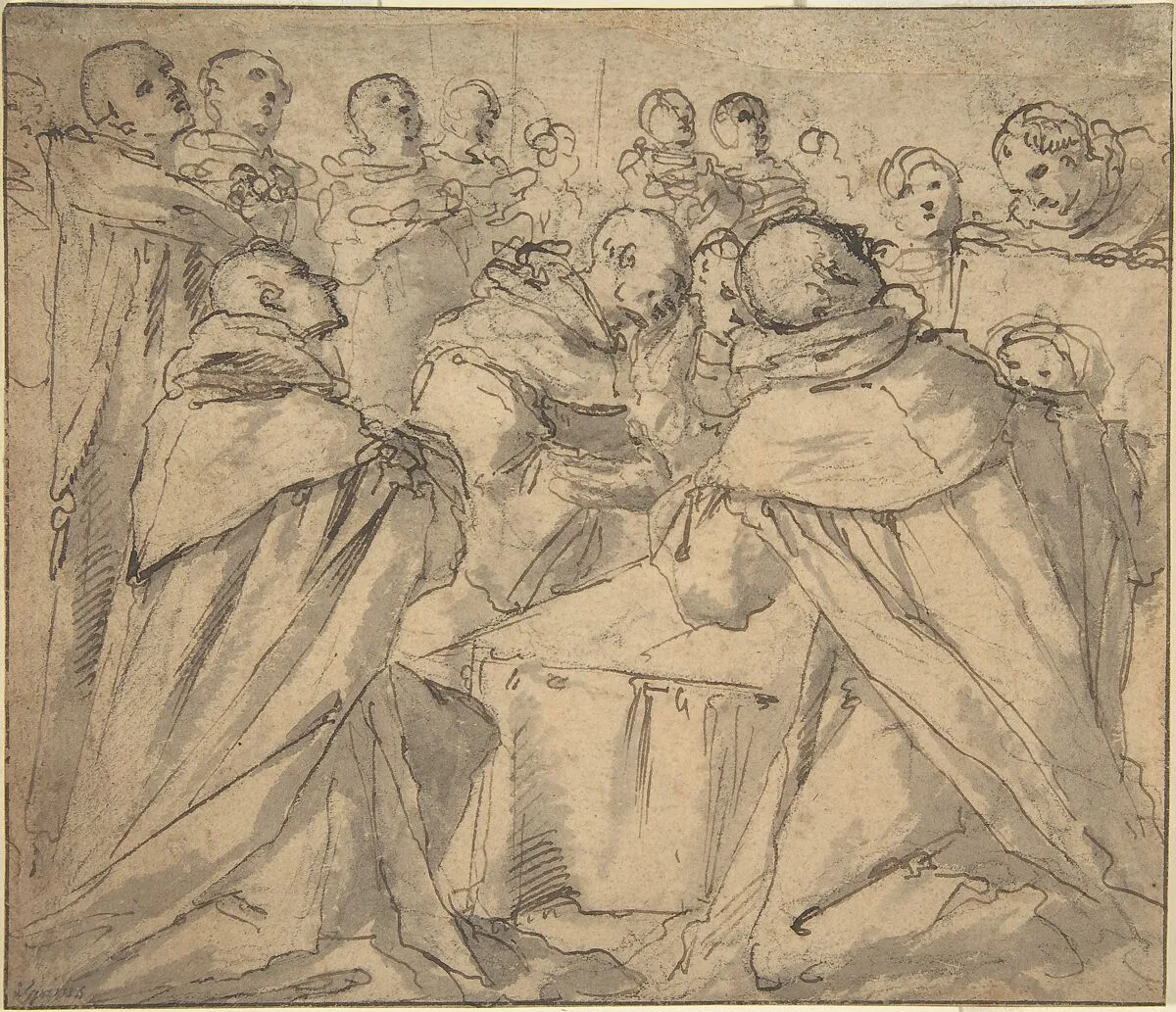 Deathbed Scene with Monks — Anonymous, Italian, 16th to 17th century