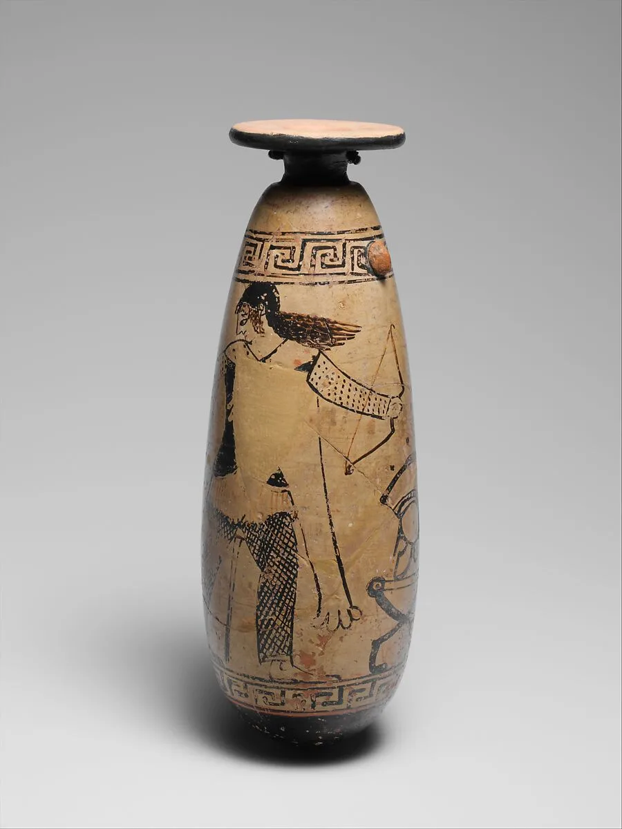 Terracotta alabastron (perfume vase) — Painter of New York 21.131