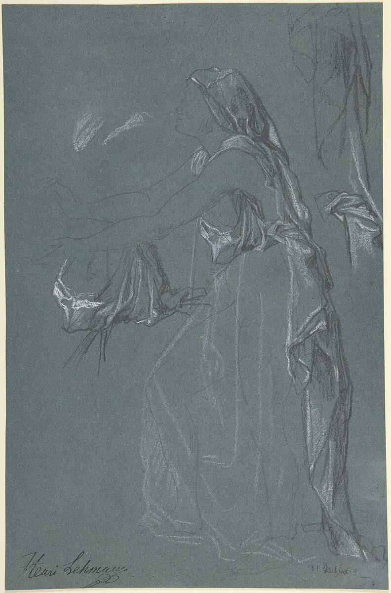 Study for the figure of Sarah in the now-lost painting, "Tobias Brings His Bride Sarah to the House of His Father, Tobit" — Henri Lehmann