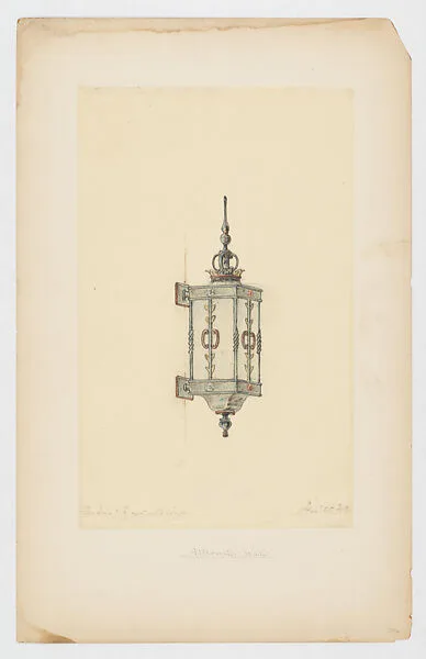 Design for wall-mounted lantern — Louis C. Tiffany|Tiffany Studios