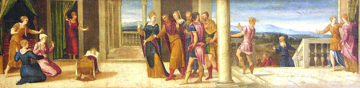 The Legend of the Infant Servius Tullius — Bonifacio de' Pitati (Bonifacio Veronese)