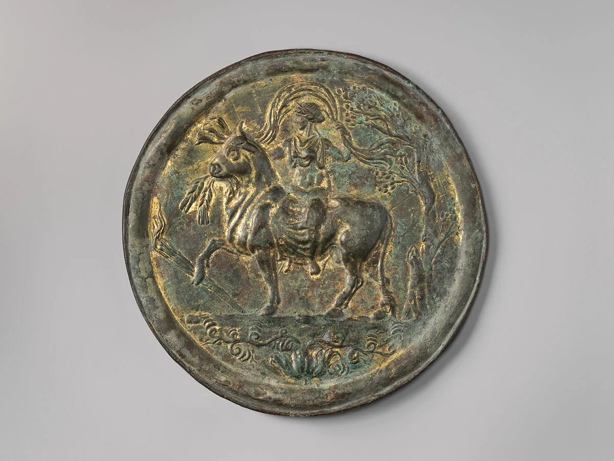 Bronze mirror with traces of gilding — Unknown