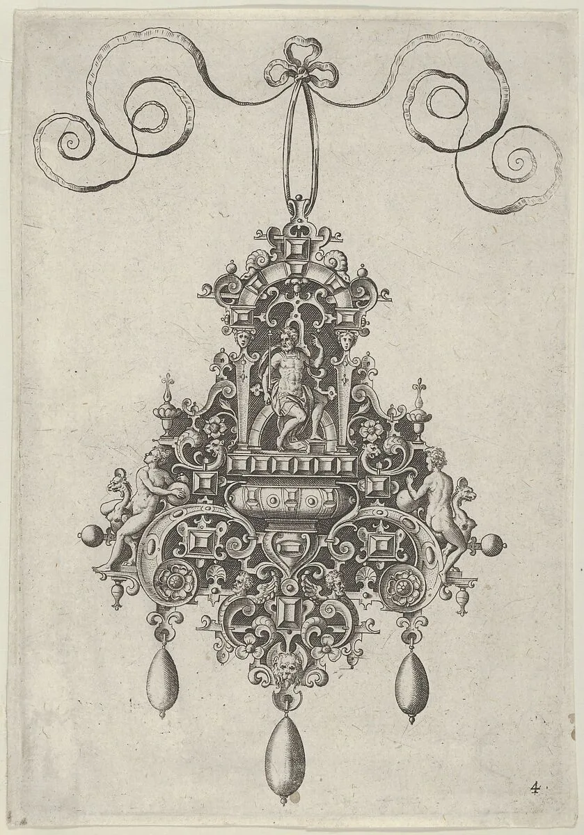Pendant Design with Mars Seated Beneath an Arch — Jan Collaert I