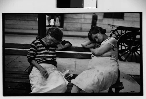 [Two Women Sleeping on Bench, Havana]