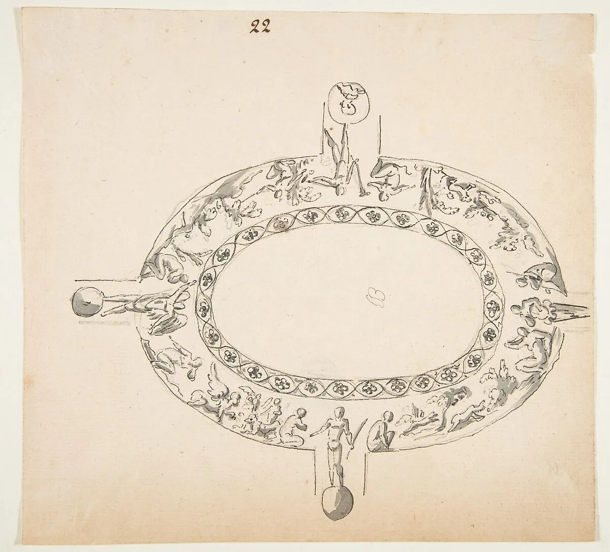 Drawing After an Architectural Fragment — Anonymous, French, 19th century