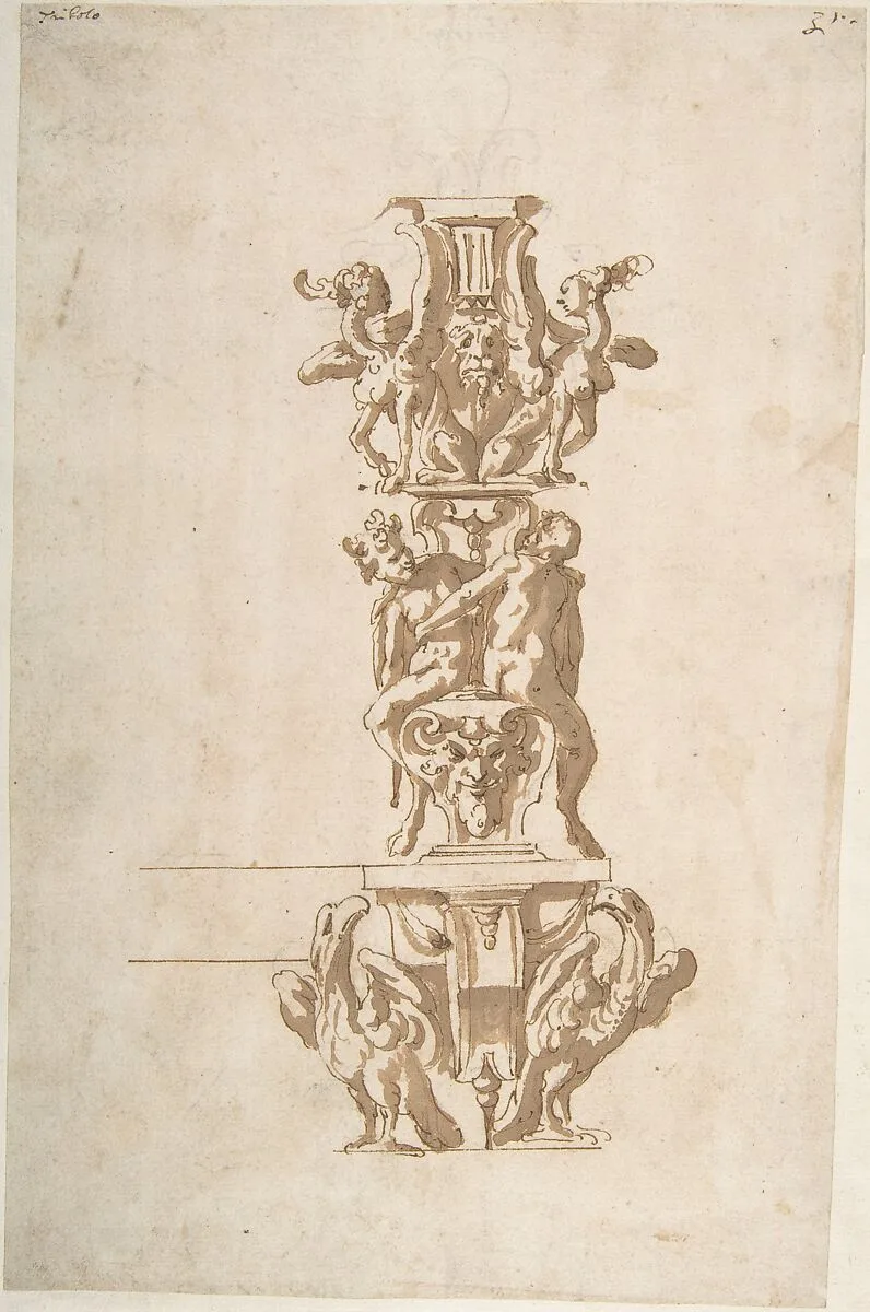 Ornamental Design with Eagles and Mythological Figures — Anonymous, Italian or Spanish, 16th century