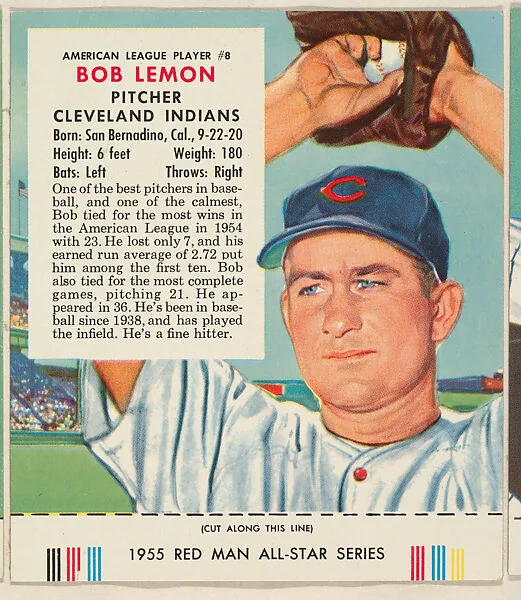 Bob Lemon, from the Major League Baseball series (T235), issued by Red Man Chewing Tobacco — Red Man Chewing Tobacco