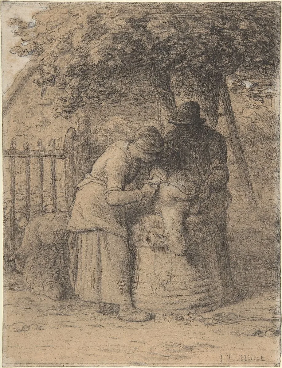 Sheepshearing Beneath a Tree — Jean-François Millet
