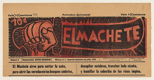 Title page masthead 'El Machete' (hand holding a machete) — David Alfaro Siqueiros