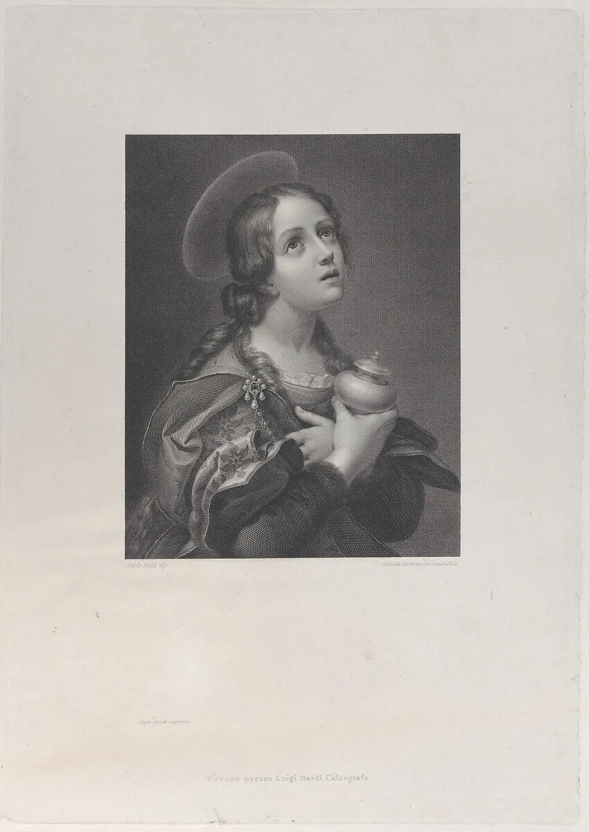 Mary Magdalene as a young girl, clutching her unguent vase — Luigi Bardi|Giovita Garavaglia|Luigi Bardi|Carlo Dolci